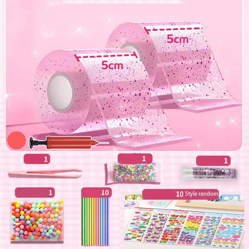 DIY Craft Pinch Toy Making Blowable Bubble Tape Set Non-Marking Double-Sided Adhesive Reusable Color High Sticky Nano Tape Kit