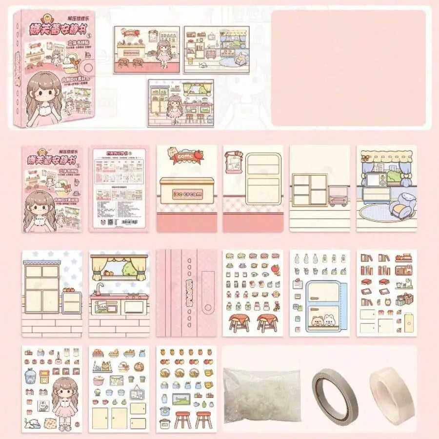 Wholesale Quiet Book Cute Planner Sticker 3D Puffy Sticker Activity Book for Girls, Kids Sensory Relaxing Educational Toy Book