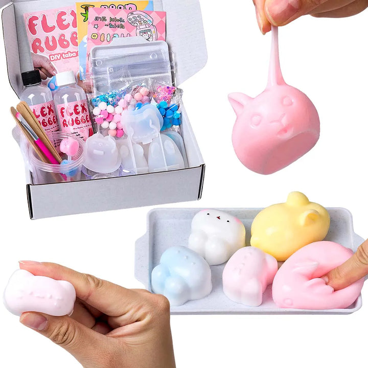 DIY Taba Squishy Kit Set Liquid Gel Liquid Silicone Squishy Making Kit Perfect Kawaii Cartoon Cat Rabbit Decompression Gifts