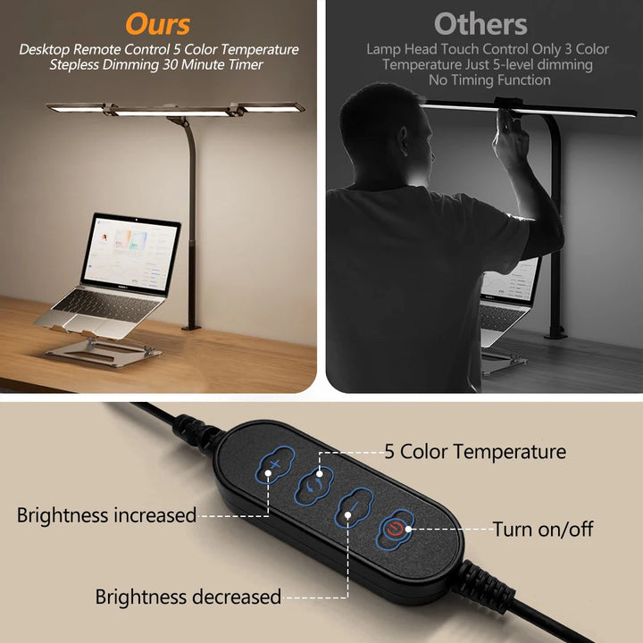Eye-care LED Clip Metal Desk Lamp 3 Colors Adjustable