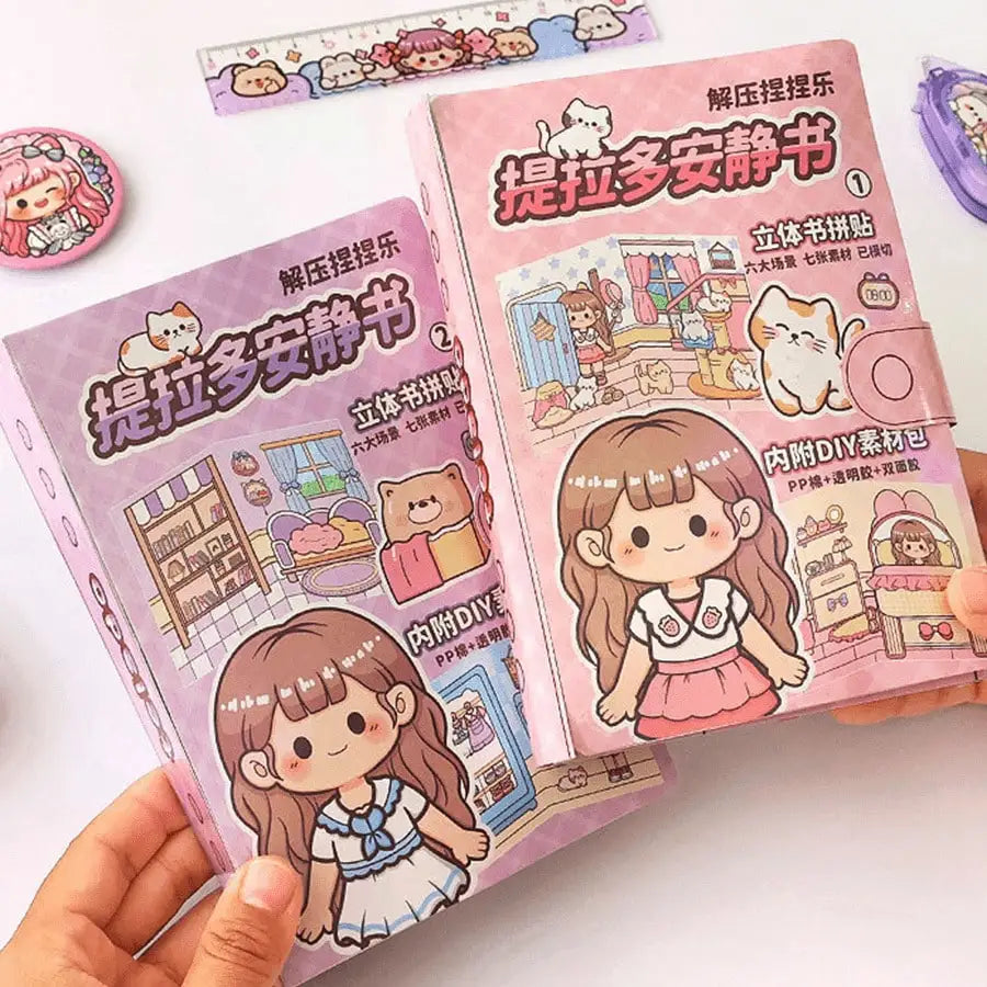 Wholesale Quiet Book Cute Planner Sticker 3D Puffy Sticker Activity Book for Girls, Kids Sensory Relaxing Educational Toy Book