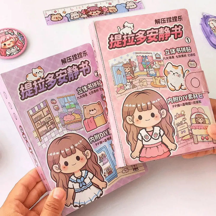 Wholesale Quiet Book Cute Planner Sticker 3D Puffy Sticker Activity Book for Girls, Kids Sensory Relaxing Educational Toy Book