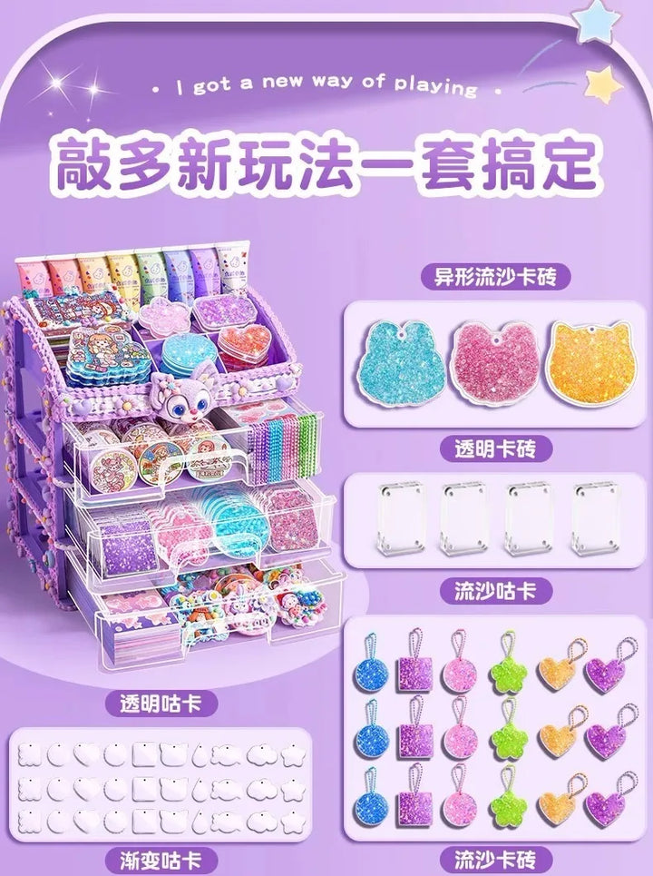 Cream Glue DIY Quicksand Goo Card Sticker Set Children and Girls Educational Toys Card Brick Goo Chuck Sticker Full Set