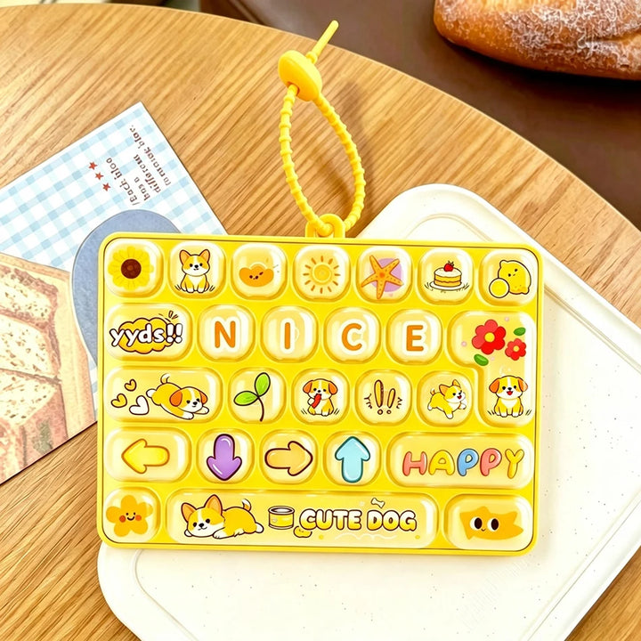 Popular 26 Key Fidget Keyboard Keychain Cartoon Cat Dog Bunny Pastel Candy Color Hand Press Stress Relief Clicker Bag Charm Gift