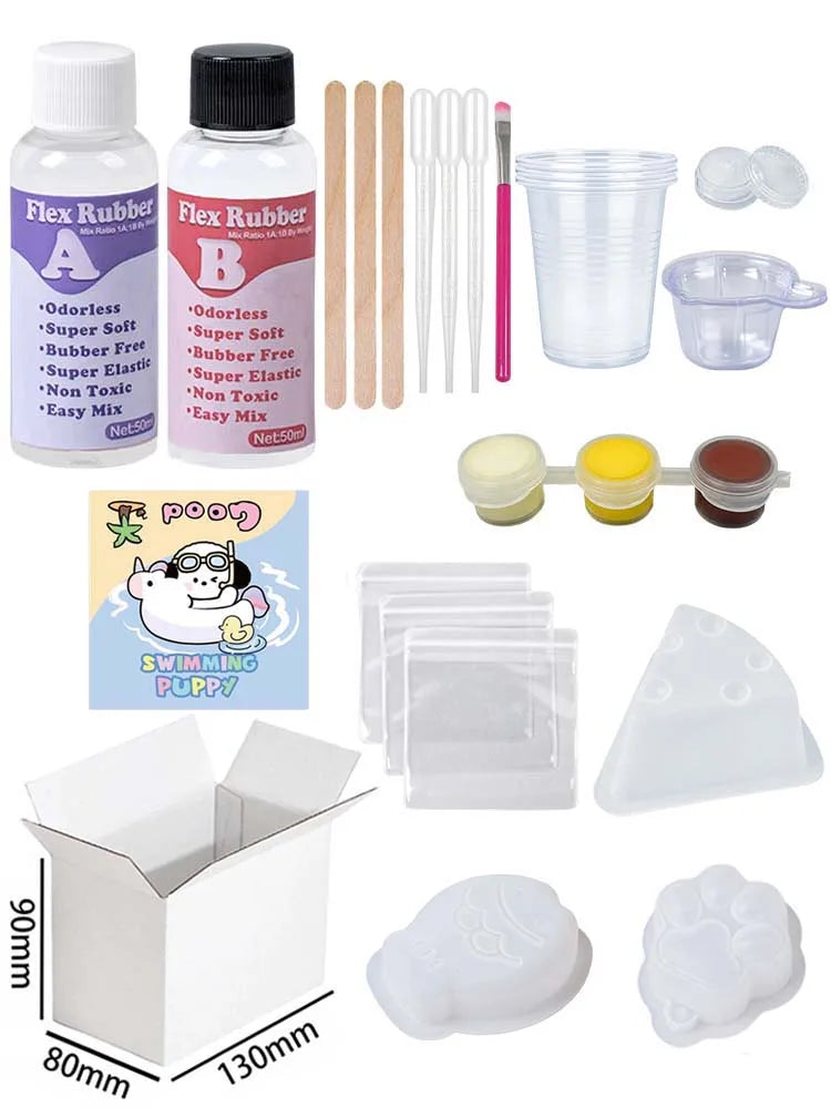 DIY Taba Squishy Kit Set Liquid Gel, Liquid Silicone Squishy Making Kit Perfect Kawaii Taba Squishy Cat Paw Cartoon Characters
