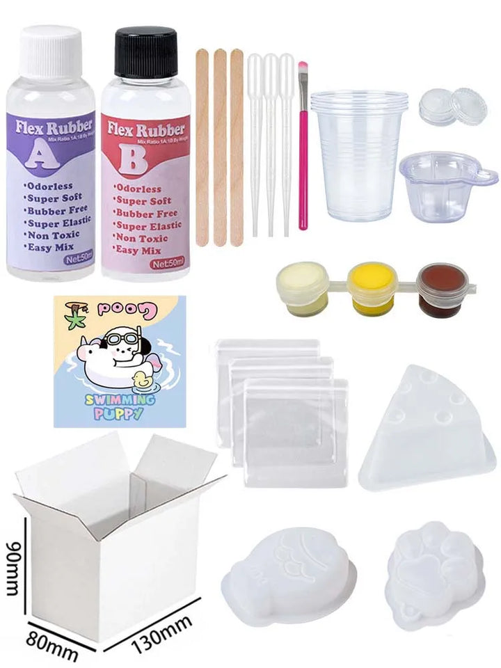DIY Taba Squishy Kit Set Liquid Gel, Liquid Silicone Squishy Making Kit Perfect Kawaii Taba Squishy Cat Paw Cartoon Characters