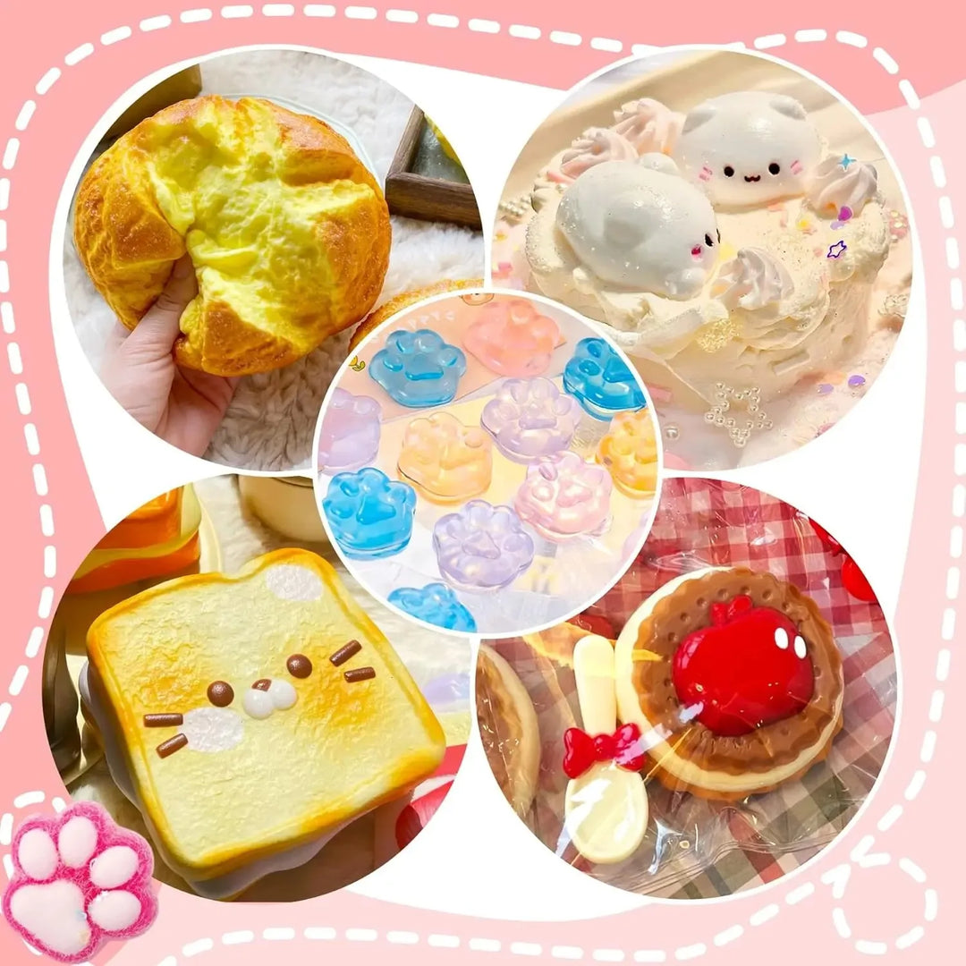 Liquid Silicone Cat Paw Rabbit Mold DIY Stress Relief Soft Slime Maker Kit for Kids Craft Creative Educational Toy AB Glue Set