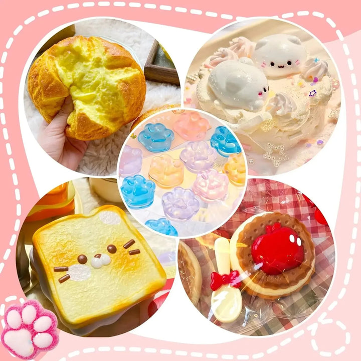 Liquid Silicone Cat Paw Rabbit Mold DIY Stress Relief Soft Slime Maker Kit for Kids Craft Creative Educational Toy AB Glue Set