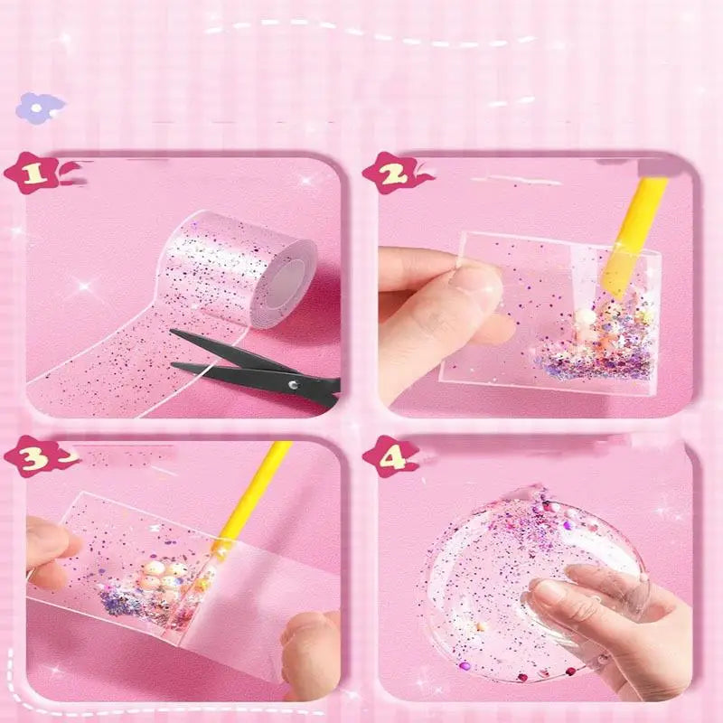 DIY Craft Pinch Toy Making Blowable Bubble Tape Set Non-Marking Double-Sided Adhesive Reusable Color High Sticky Nano Tape Kit