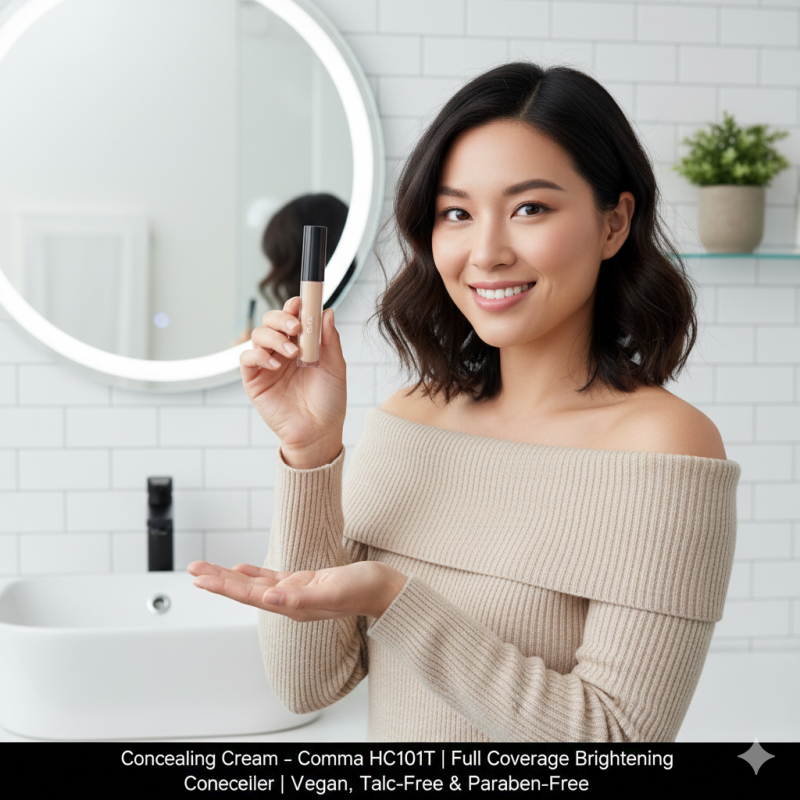 Concealing Cream – Comma HC101T | Full Coverage Brightening Concealer | Vegan, Talc-Free &amp; Paraben-Free
