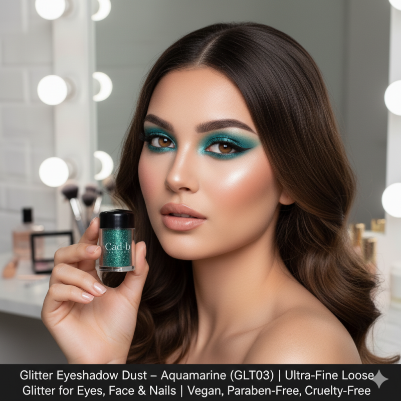 Glitter Eyeshadow Dust – Aquamarine (GLT03) | Ultra-Fine Loose Glitter for Eyes, Face &amp; Nails | Vegan, Paraben-Free, Cruelty-Free